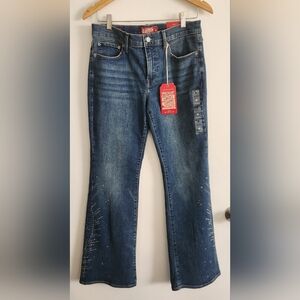 Lucky Brand Jeans Studded Sweet Mid Rise Flare Womens 10/30R x 32 Blue NWT